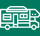 A white line drawing of a bus on green background