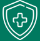 A green and white icon of a medical cross.